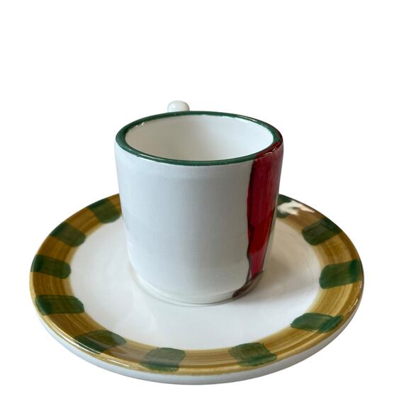 Vietri Old St. Nick Espresso Cup Saucer NEW - Picture 7 of 14